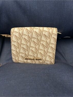 Michael Kors Tan Logo Bifold Wallet with Gold Hardware